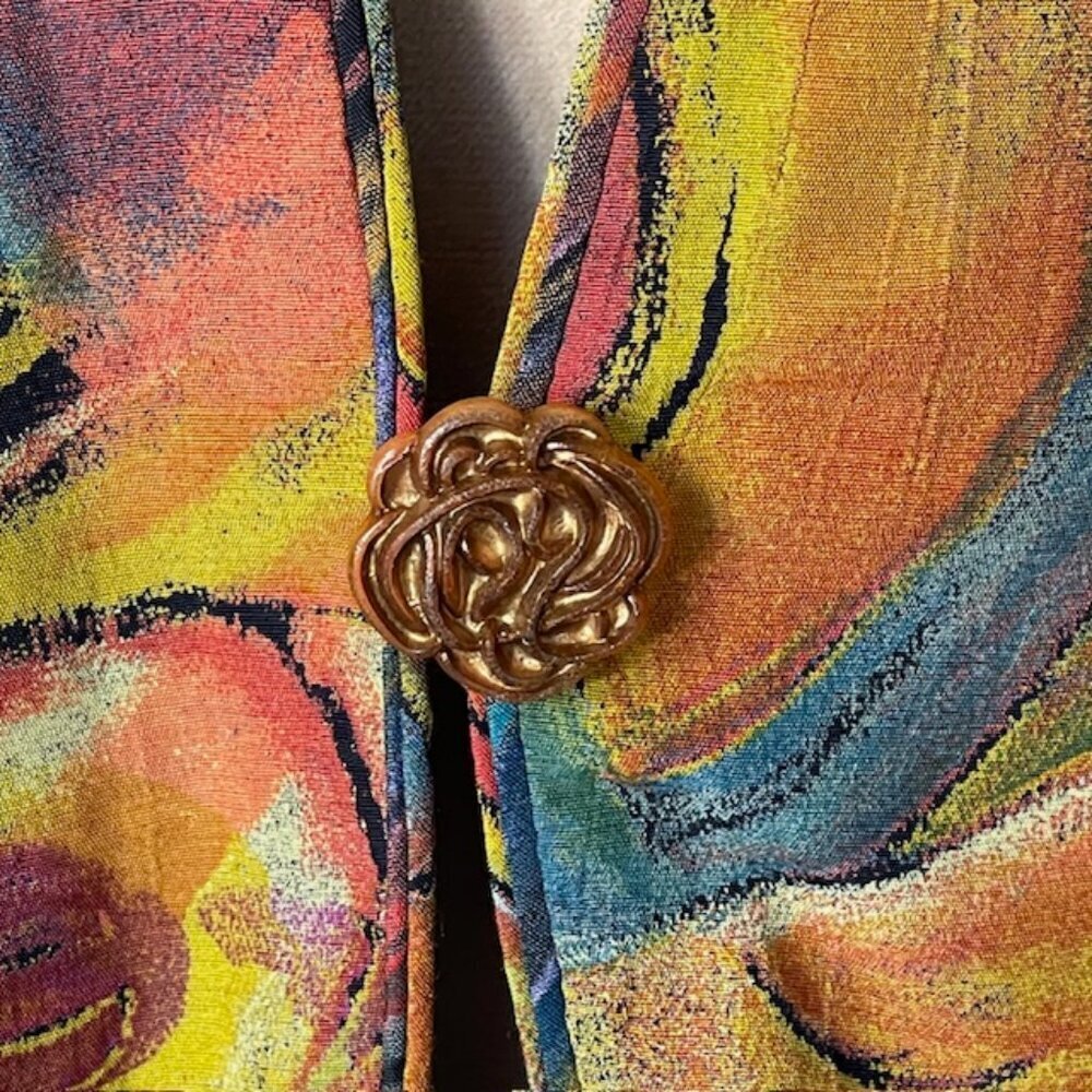 Vintage 80's Boho Marsha Brander Palazzo Pant & Blazer Suit Set Artsy Abstract 8 - Picture 6 of 16